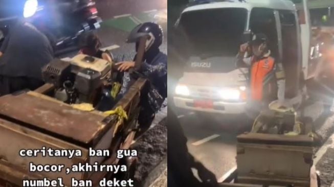 Lagi Tambal Ban di Jalan, Tukang Tambalnya Malah Kena Razia