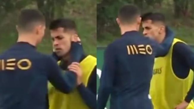 PANAS! Cristiano Ronaldo Berkelahi dengan Joao Cancelo, Sampai Cengkram Kepala dan Ada Aksi Dorong