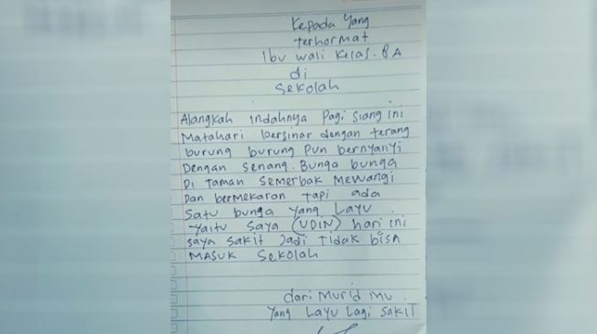 Penuturan Pelajar SMP yang Tulis Surat Izin Isinya Bikin Kesemsem, Ternyata Punya Cita-cita Begini