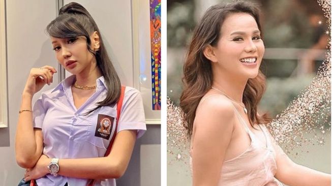 Kolase foto dua artis, Isa Zega dan Lucinta Luna adu seksi.