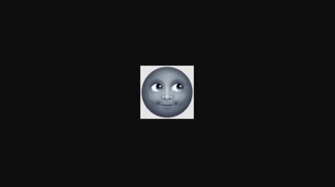 Emoji bulan hitam atau bulan gosong dengan wajah tersenyum. [emojimeaning]