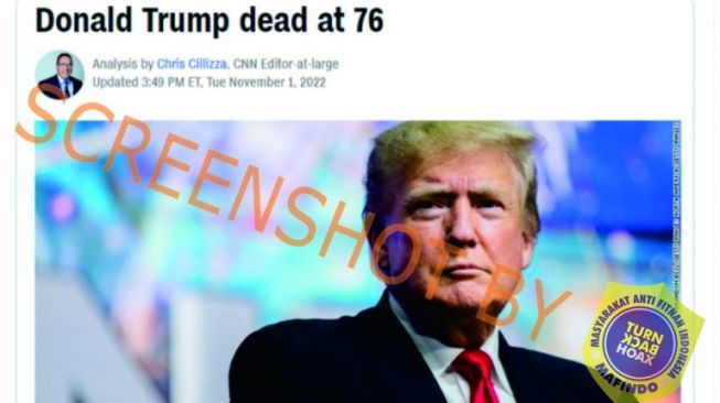 CEK FAKTA: Donald Trump Meninggal Dunia. (Turnbackhoax.id)