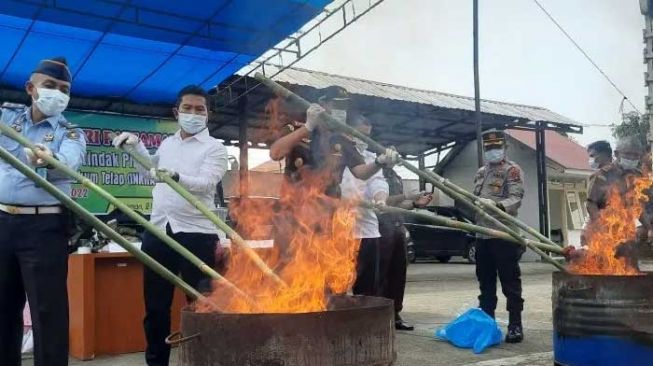 Barang Bukti 15 Kg Ganja dan 37 Gram Sabu Dimusnahkan Kejari Pariaman