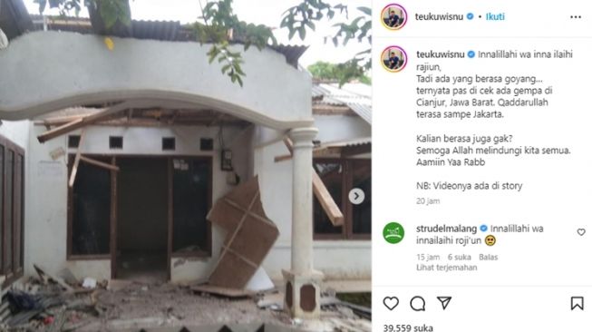 Artis Curhat Rasakan Gempa (instagram/@teukuwisnu)