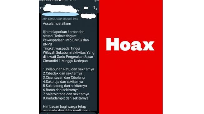 Beredar Pesan Berantai Wilayah Sukabumi Waspada Tinggi, BMKG Beri Penjelasan