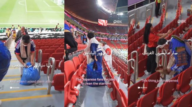 Mantap! Fans Jepang Banjir Pujian Usai Bantu Bersihkan Sampah di Pembukaan FIFA World Cup 2022