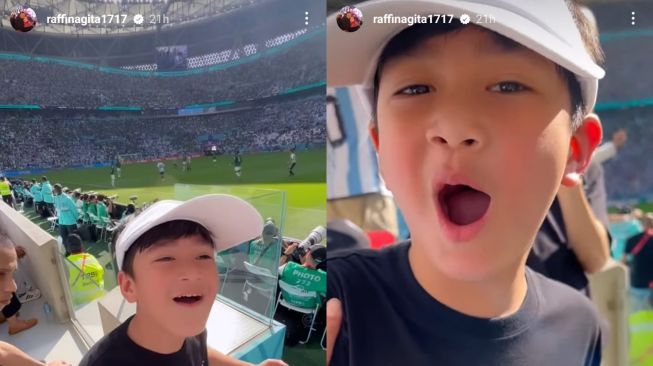 Momen Rafathar nonton Lionel Messi di Piala Dunia 2022 (Instagram/@raffinagita1717)