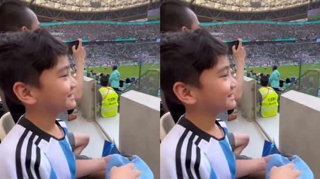 Momen Rafathar nonton Lionel Messi di Piala Dunia 2022 (Instagram/@raffinagita1717)