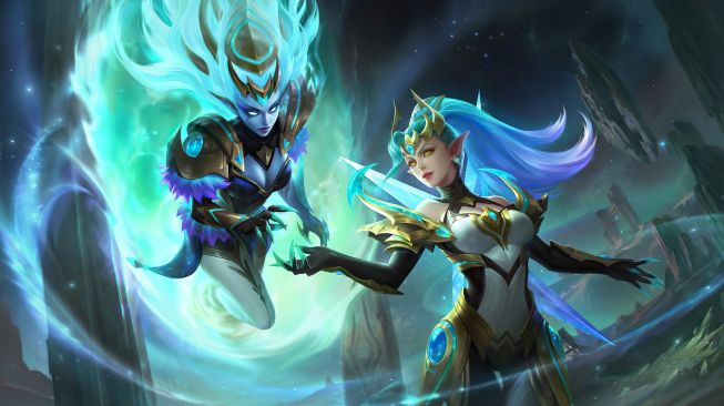 Hero Karina dengan Zodiac Skin di Mobile Legends. (Moonton Games)