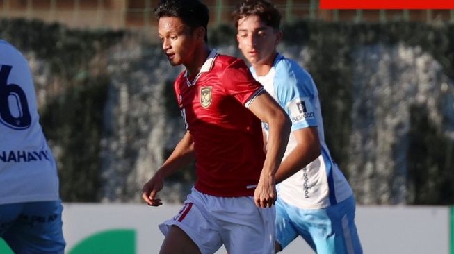 Pertandingan Timnas Indonesia U-20 vs Malaga U-19 dalam laga uji coba di Spanyol, Rabu (23/11/2022).(Twitter/@PSSI)