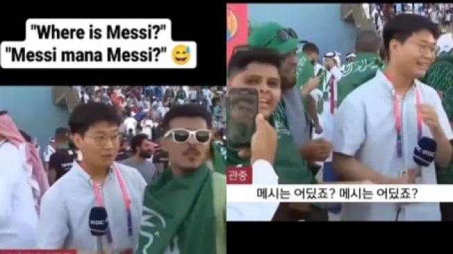 Viral Fans Arab Saudi Ganggu Jurnalis Korea Selatan, Meledek Kekalahan Argentina: Messi Mana? Messi Mana?