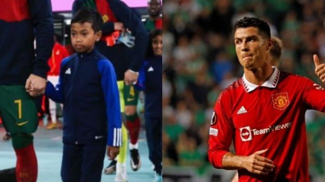 Cristiano Ronaldo Gandeng Bocah Asal Indonesia saat Laga Portugal vs Ghana di Piala Dunia 2022