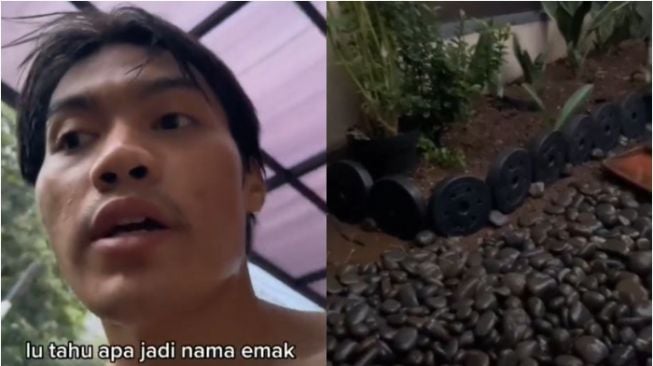 Niat Workout Gagal, Beban Barbel Pria Ini Jadi Hiasan Taman