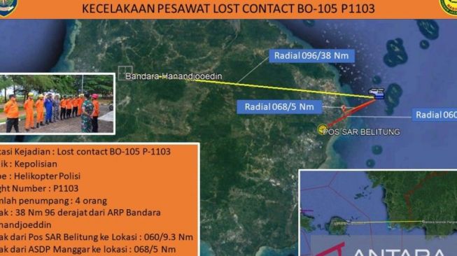 Helikopter NBO 105 Hilang Kontak di Perairan Bangka Belitung