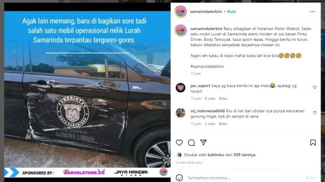 Baru Dikasih Andi Harun, Mobil Operasional Milik Lurah Samarinda Rusak, Warganet: Malunya Pang