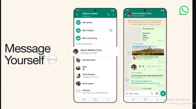 Fitur baru WhatsApp, kirim pesan ke nomor sendiri. [Techcrunch]