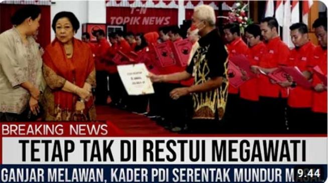 Postingan akun Youtube sebut Ganjar Pranowo tak direstui Megawati jadi Capres 2024. [Youtube/ RADAR POLITIK]