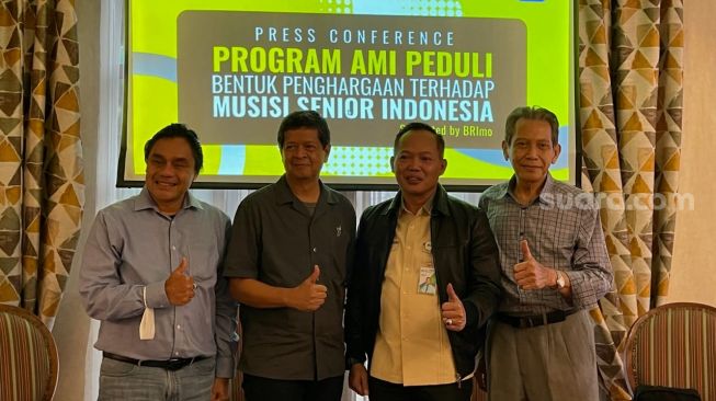 Jumpa pers program AMI Peduli, bentuk penghargaan terhadap musisi senior Indonesia, di kawasan Kebayoran Baru, Jakarta Selatan, Rabu (30/11/2022) [Suara.com/Rena Pangesti]