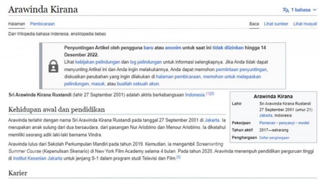 Profil Arawinda Kirana (Wikipedia)