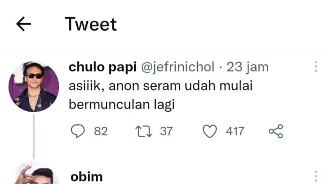 cuitan Jefri Nichol [twitter/@jefrinichol]