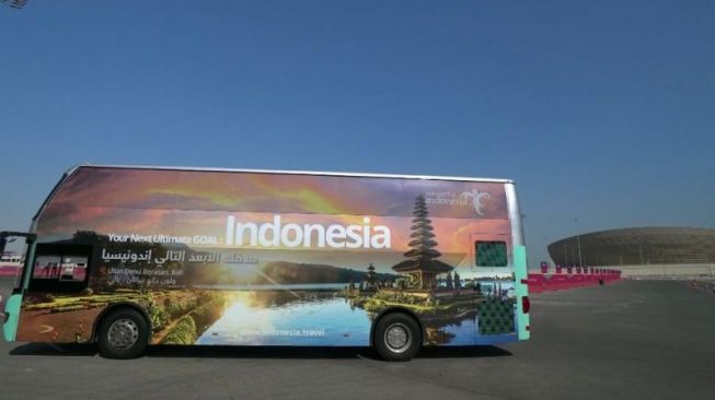 Jadi Pusat Perhatian, Lima Destinasi Super Prioritas Indonesia Tampil di Bodi Bus Piala Dunia 2022 Qatar