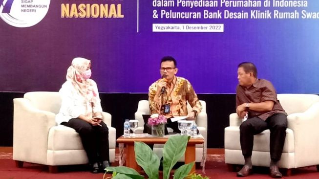 Seminar Nasional “Peluang dan Tantangan Kolaborasi Multisektor dalam Penyediaan Perumahan di Indonesia & Peluncuran Bank Desain Klinik Rumah Swadaya” di Yogyakarta. (Dok: BTN)