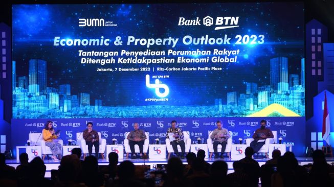Seminar Economic and Property Outlook Bank BTN Tahun 2023 dengan tema "Tantangan Penyediaan Perumahan Rakyat Ditengah Ketidakpastian Ekonomi Global", di Jakarta, Rabu (7/12/2022). (Dok: BTN)
