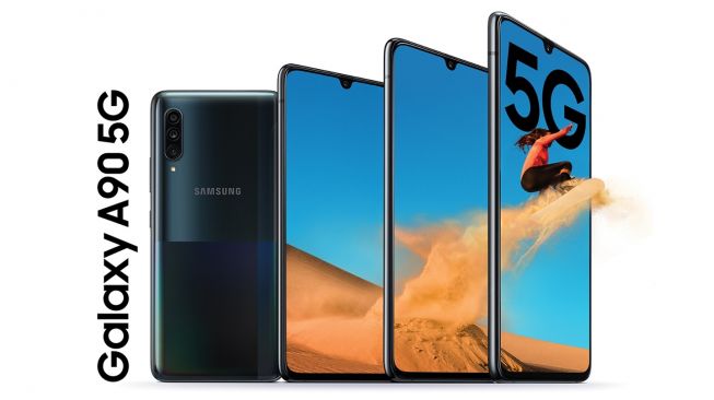 Samsung Galaxy A90 5G yang telah menggunakan layar Super AMOLED. (Samsung)