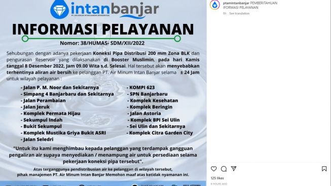 Distribusi Air Terhambat, Berikut Imbauan PTAM Intan Banjar