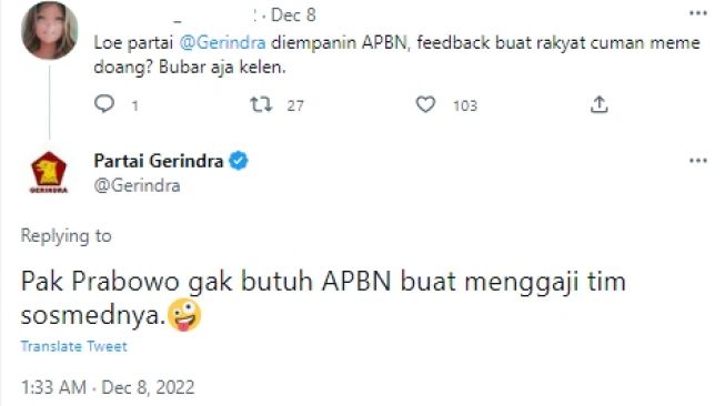 Blunder? Admin Partai Gerindra 'Dirujak', Gara-gara Bawa Prabowo ketika Ditanya Dana Parpol