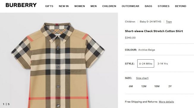 Panembahan Al Saud justru terlihat memakai Short-sleeve Check Stretch Cotton Shirt keluaran Burberry. 