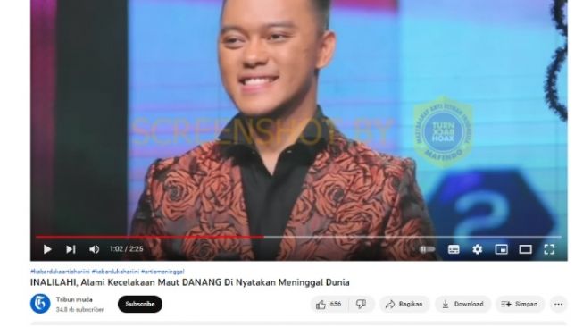 Unggahan soal Danang [YouTube/turnbackhoax.id]