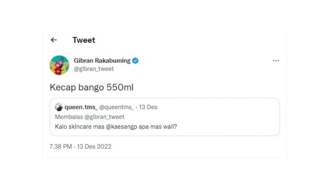 Tweet Gibran Rakabuming tentang skincare. (Twitter/@gibran_tweet)