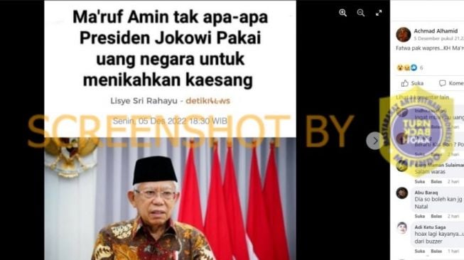 CEK FAKTA: Ma'ruf Amin Dukung Jokowi Pakai Uang Negara Buat Nikahkan Kaesang, Benarkah?