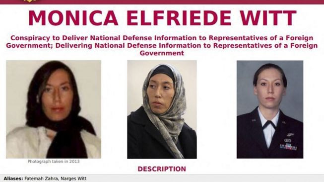 Monica Elfriede Witt mantan intelijen AS membelot ke Iran. (dok FBI)