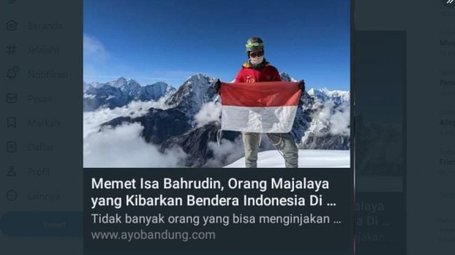 CEK FAKTA: Heboh Pria Majalaya Disebut Sukses Kibarkan Merah Putih Di Puncak Himalaya, Faktanya Cuma Titip Bendera