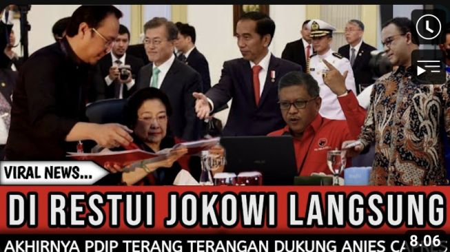 Thumbnail video yang memperlihatkan Jokowi serta Megawati merestui Anies Baswedan (YouTube/ Jejak Politik).