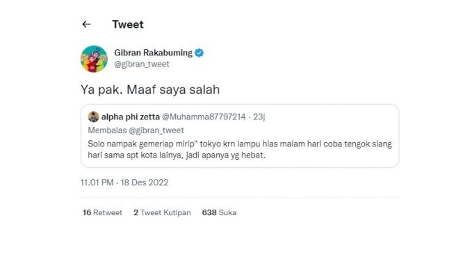 Tanggapan Gibran Rakabuming saat mendapat kritik tentang Kota Solo.