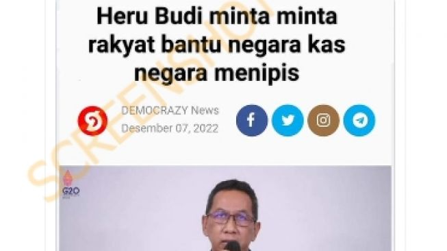 CEK FAKTA: Heru Budi Minta-minta Rakyat Bantu Negara Karena Kas Negara Sudah Menipis, Benarkah?