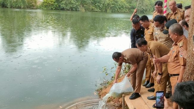 Bantuan Kementerian, Pemkab Mesuji Tebar 421 Ribu Benih Ikan Air Tawar 