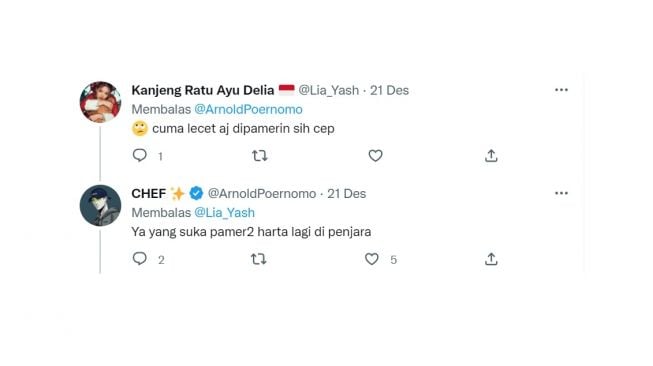 Balasan Arnold Poernomo saat warganet mengomentari kakinya yang luka. (screenshot)