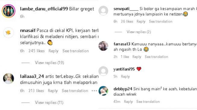 Komentar netizen soal Rizky Billar cari pria yang bikin konten masalah rumah tangganya. (Instagram)