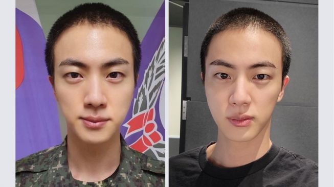 Gagah dan Tampan! Viral Foto Jin BTS dengan Rambut Botak Ala Tentara, Bikin Heboh ARMY Sedunia