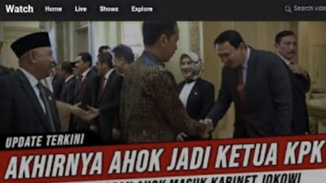 Unggahan yang menyebut Ahok diangkat sebagai ketua KPK (Facebook/ Camelia).