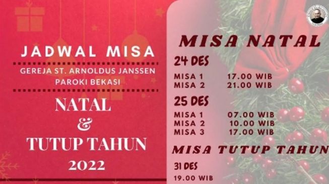 Jadwal Misa Natal dan Tahun di Gereja Santo Arnoldus Janssen Bekasi