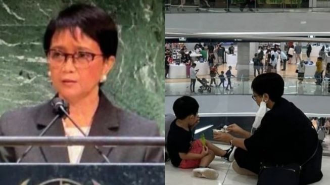 Potret Menlu Retno Lesehan di Lantai Mal Jadi Sorotan: Security Mana Berani Usir!