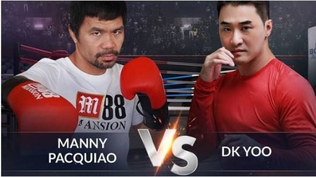 Eks petinju kenamaan Filipina, Manny Pacquiao kembali naik ring dengan menghadapi YouTuber asal Korea Selatan, DK Yoo. [Istimewa]