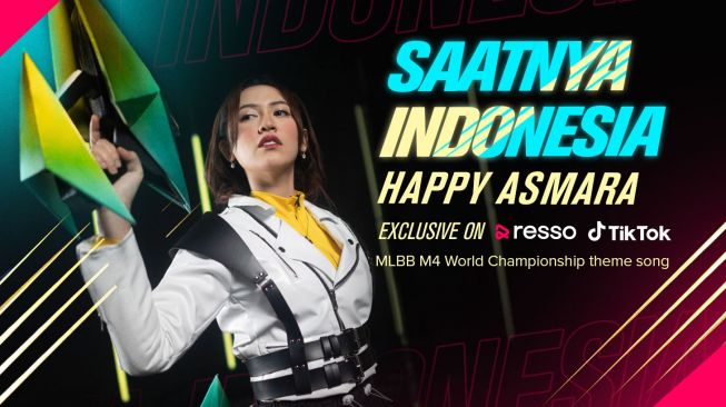 Moonton merilis theme song berjudul Saatnya Indonesia dengan genre dangdut. Lagu yang dibawakan Happy Asmara ini dibuat untuk menyambut turnamen internasional Mobile Legends M4. [Foto: Moonton]