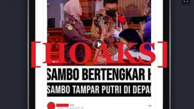 Narasi konten Facebook Ferdy Sambo menampar Putri Candrawathi. 