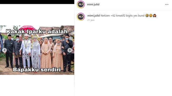 Meme Ibu kandung dan suami Norma Risma yang selingkuh (Instagram/@mimi.julid)